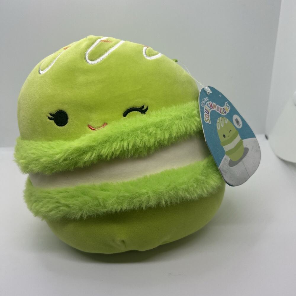 Squishmallows DONELLY The MACARON, Neon Green Macaron Cookie, RARE TAG, NEW 7”